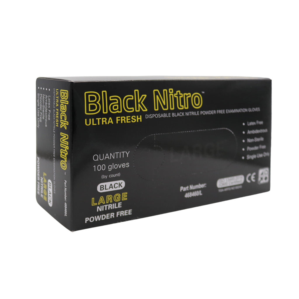 Black Nitro Nitrile Gloves Large Black PF
