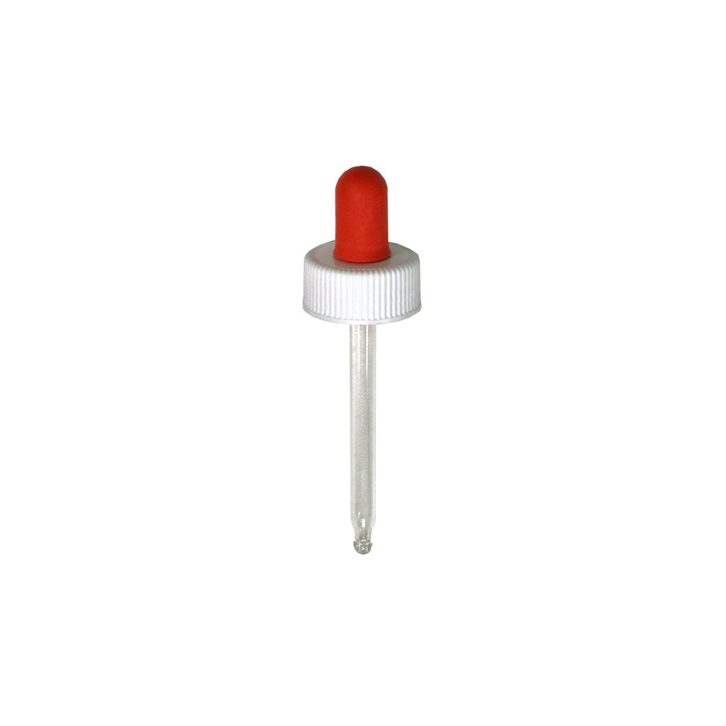 Glass Dropper 80mm - Red/White for 24mm Opening
